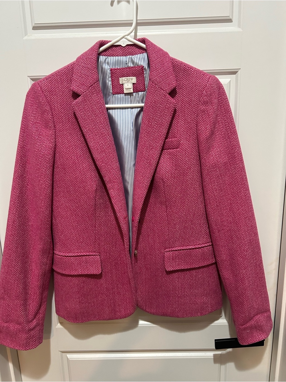J. Crew Pink Herringbone Tailored Blazer